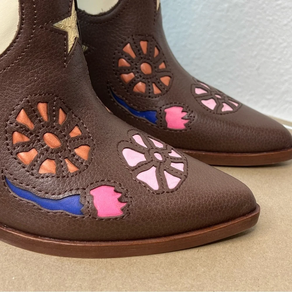 Dolce Vita Floral Cutout Western Cowboy Boots Heeled Leather 7.5 NWT - Picture 7 of 8
